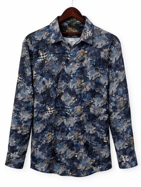 Robert Graham Blue Patchwork Chaney Sport Shirt Big N Tall Sz 4X